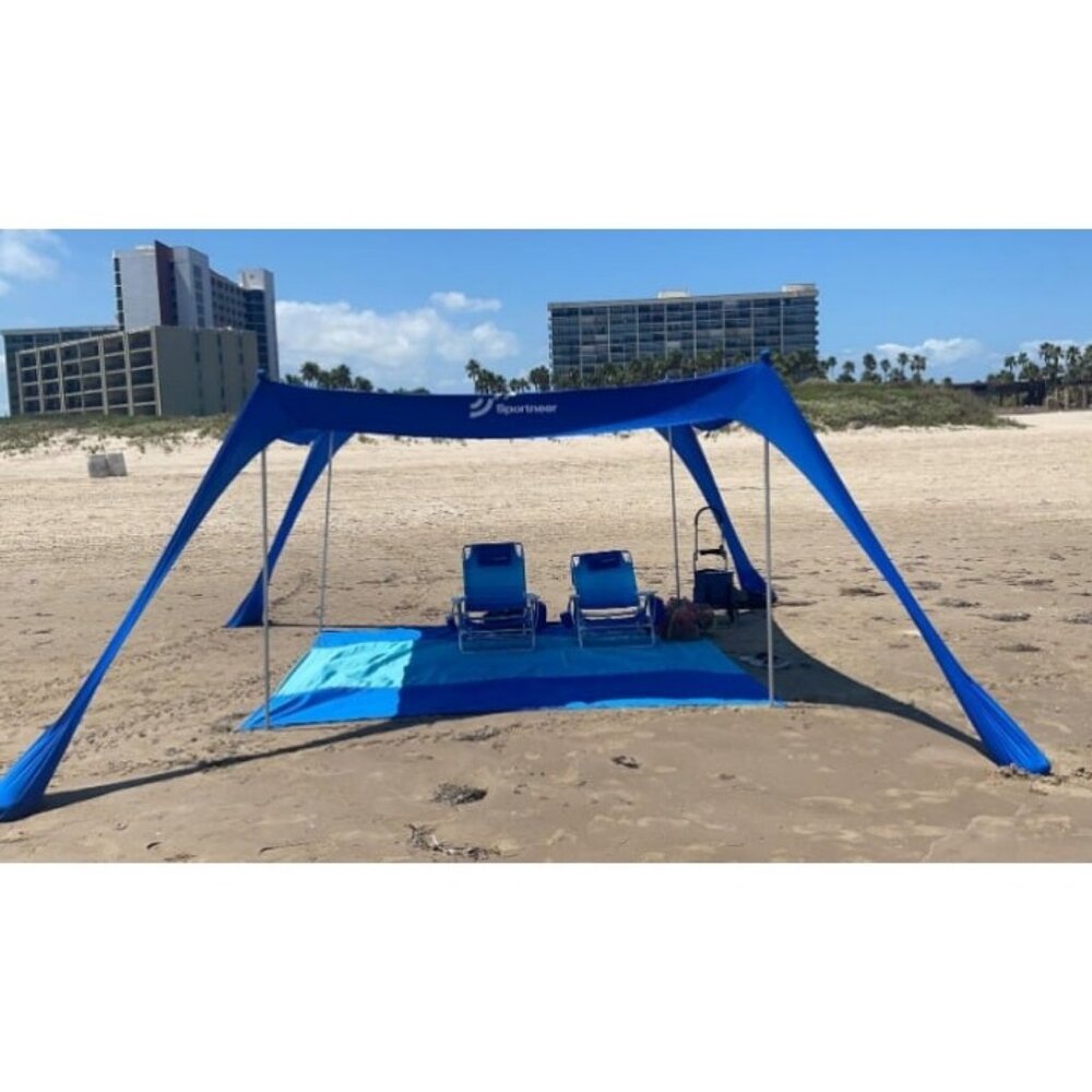 Beach Canopy Tent Sun Shade, 10x10 FT Beach Tent Sun Shelter